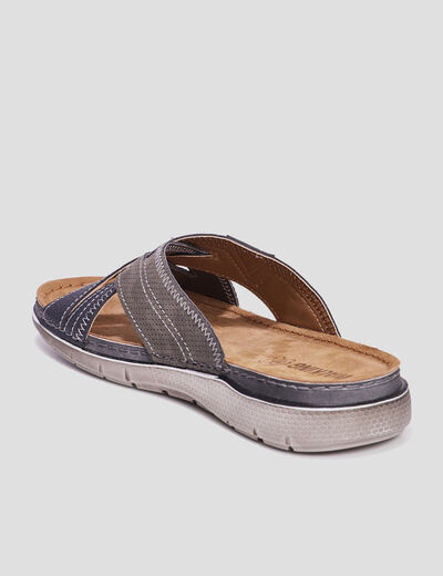 Mules en cuir brides effet crois&eacute;es multicolore homme