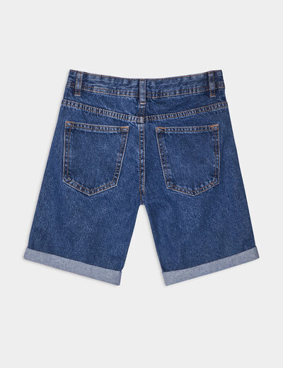 Bermuda jean straight taille élastique denim stone garçon