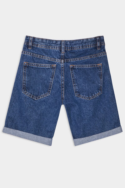 Bermuda jean straight taille &eacute;lastique denim stone gar&ccedil;on