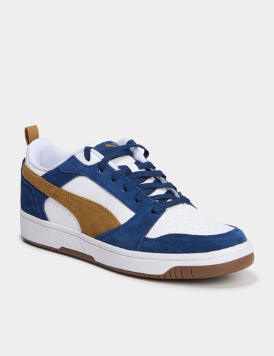Tennis basses à lacets en cuir Puma bleu foncé homme