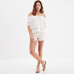 T-shirt col bardot et macram&eacute; Mosquitos blanc femme