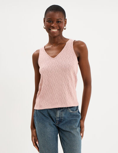 D&eacute;bardeur d&eacute;tails ajour&eacute;s rose poudr&eacute;e femme