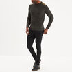 Pull col rond manches longues Liberto vert kaki homme