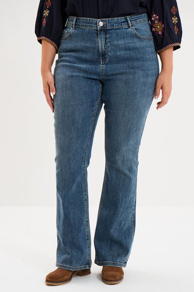 Jean flare 5 poches taille haute denim dirty femme grande taille