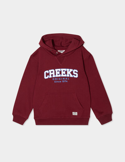 Sweat hoodie oversize à capuche bordeaux garçon