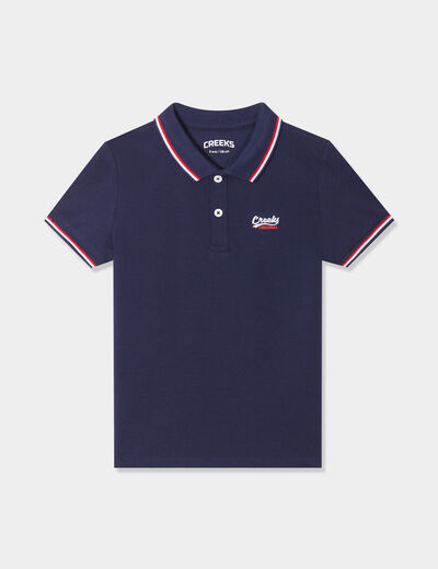 Polo manches courtes coton bleu marine gar&ccedil;on