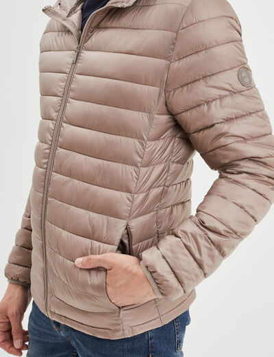 Doudoune légère déperlante à capuche taupe homme