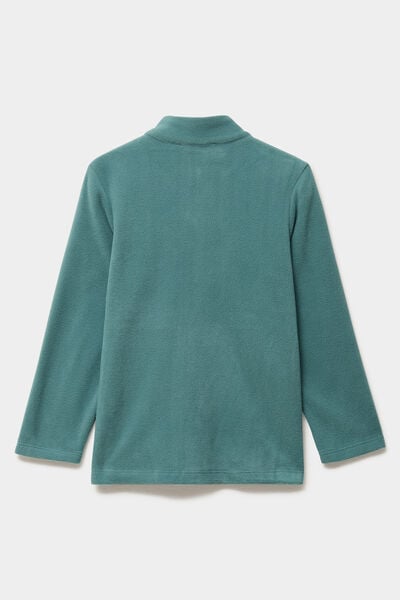 Gilet polaire zipp&eacute; col montant vert fonc&eacute; gar&ccedil;on
