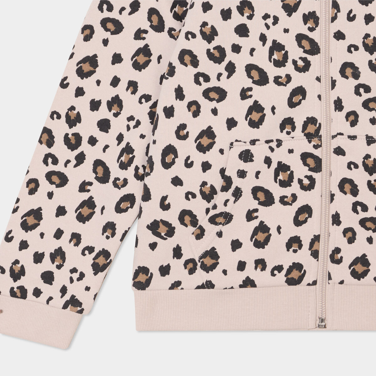 Sweat zippé à capuche sable fille