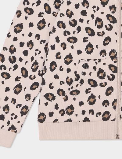 Sweat zippé à capuche sable fille