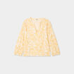 Blouse ajour&eacute;e manches 3/4 col en V ecru femme