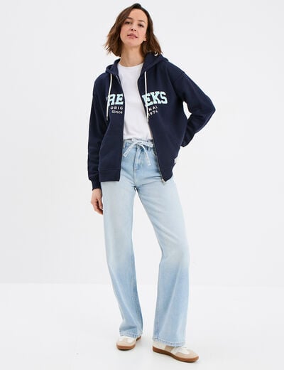 Sweat zippé à capuche Creeks Original bleu marine femme