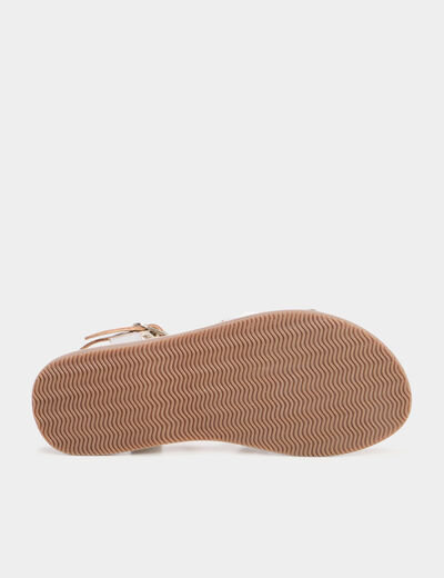 Sandales plates en cuir blanc fille