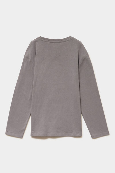 T-shirt manches longues coton gris fonc&eacute; gar&ccedil;on