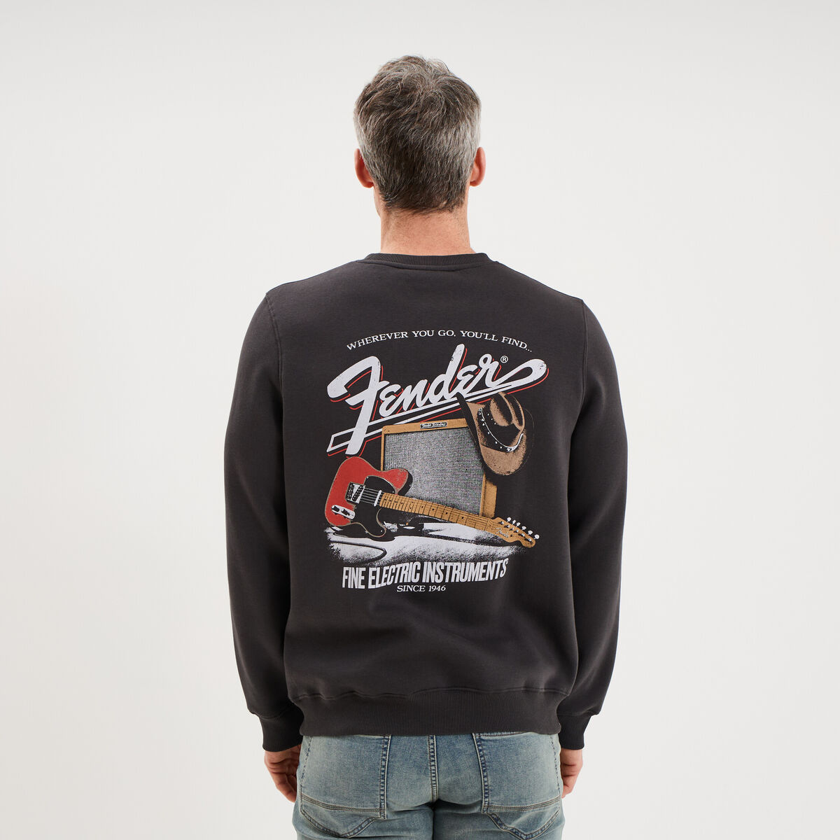 Sweat molleton manches longues Fender noir homme