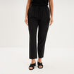 Pantalon droit 7/8&egrave;me lin m&eacute;lang&eacute; noir femme