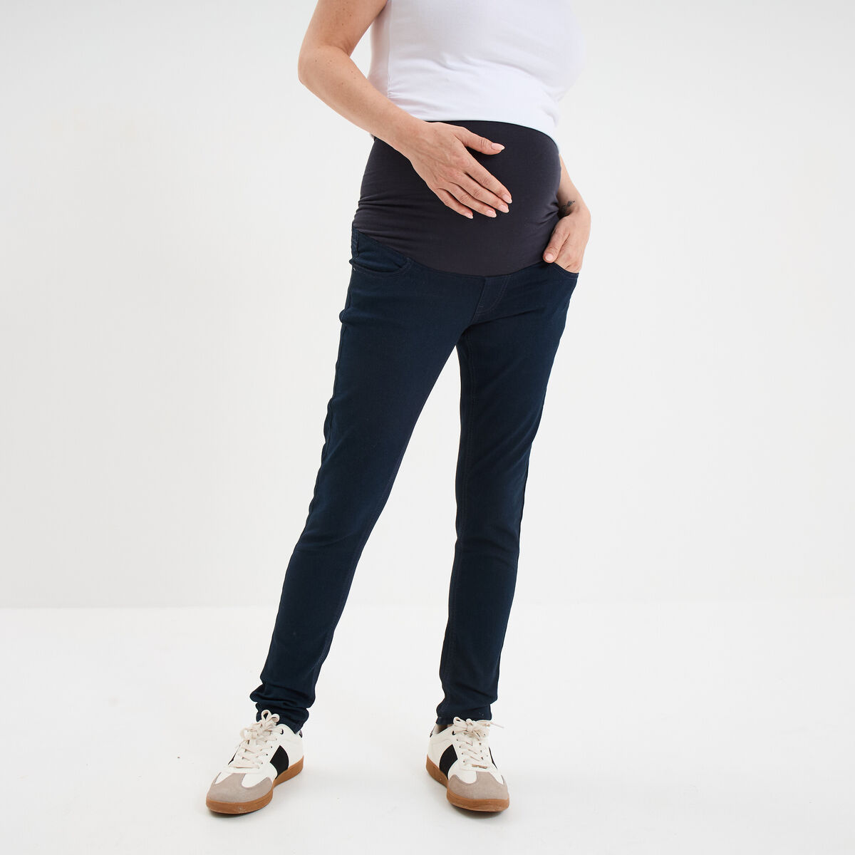Jegging grossesse confort avec bandeau denim blue black femme maternité