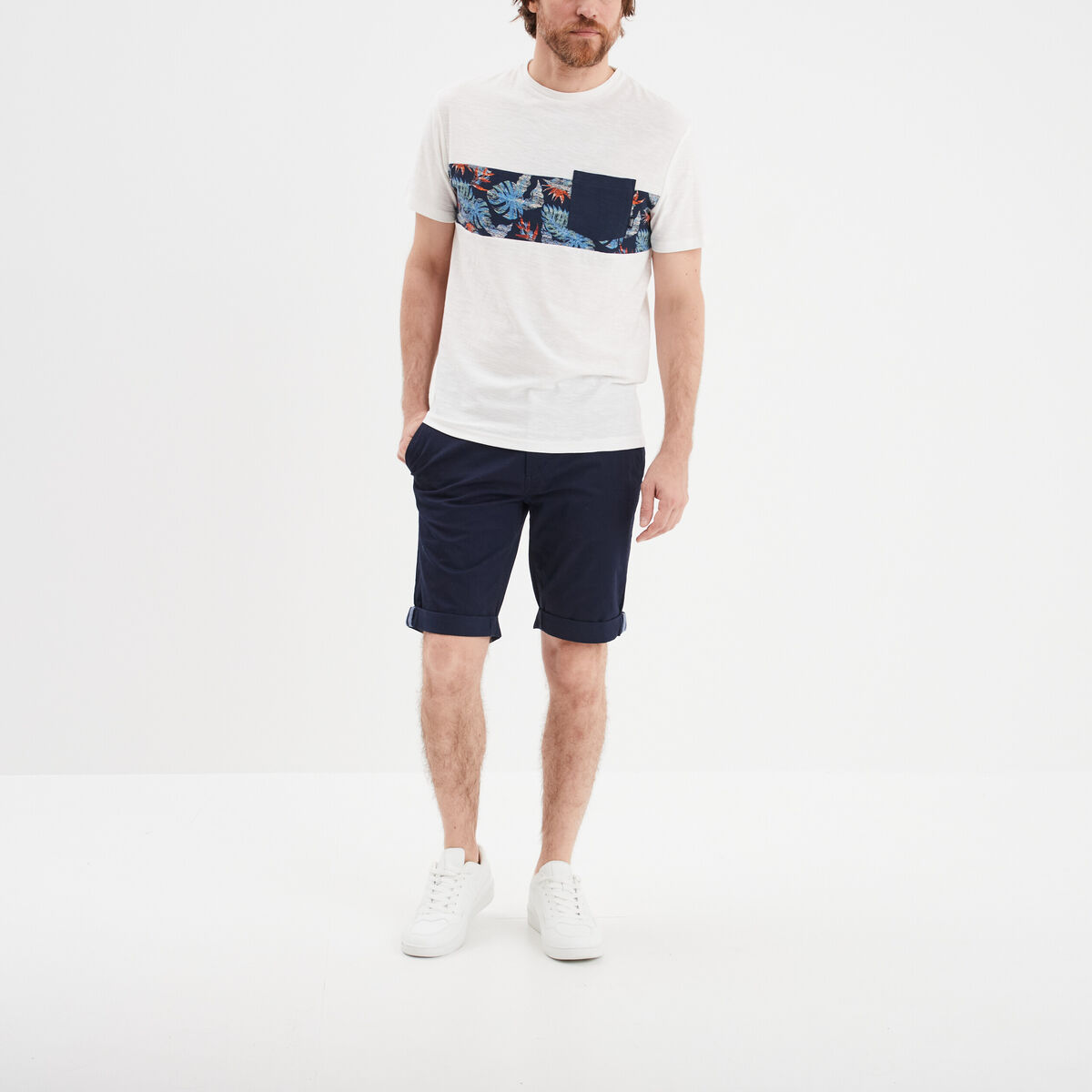 Short chino slim Creeks bleu marine homme