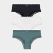 Lot 3 shortys côtelés à dentelle vert femme