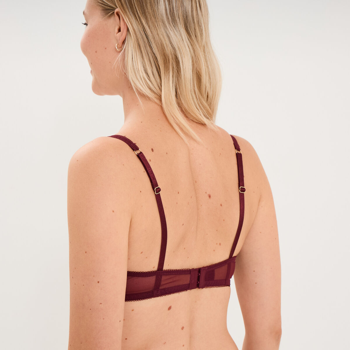 Soutien-gorge corbeille avec dentelle prune femme
