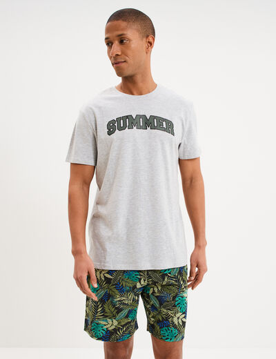 Ensemble pyjama short et t-shirt coton gris clair homme