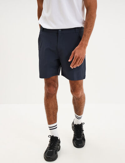 Short droit stretch poches zipp&eacute;es gris fonc&eacute; homme