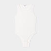 Body sans manches côtelé coton blanc femme