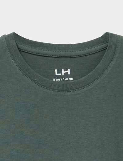 T-shirt en coton manches courtes vert fonc&eacute; gar&ccedil;on