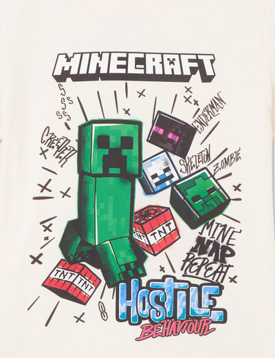 T-shirt manches courtes Minecraft blanc garçon