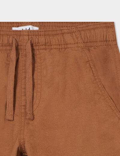 Short droit taille élastiquée à coulisse marron garçon