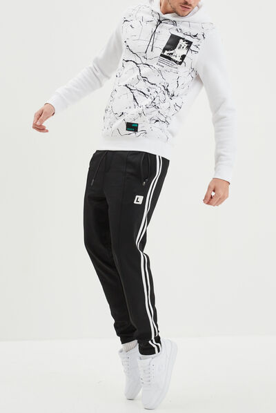Pantalon de jogging stretch bandes côtés noir homme