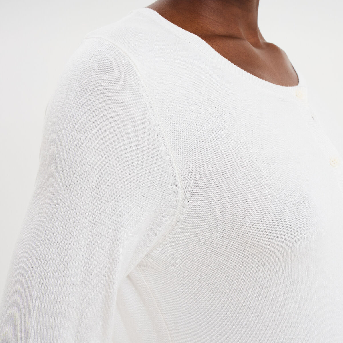 Gilet col rond manches longues blanc femme