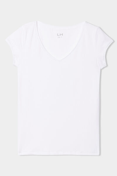 T-shirt manches courtes ajusté blanc femme