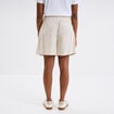Short droit lin m&eacute;lang&eacute; beige femme
