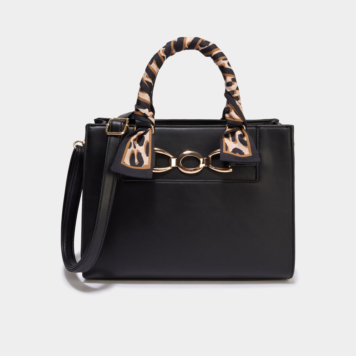 Sac &agrave; main d&eacute;tail foulard noir femme