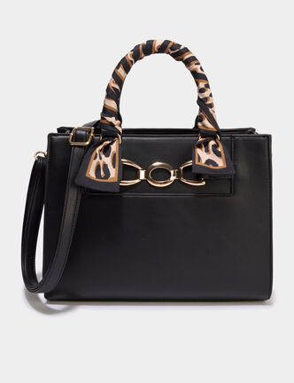 Sac &agrave; main d&eacute;tail foulard noir femme