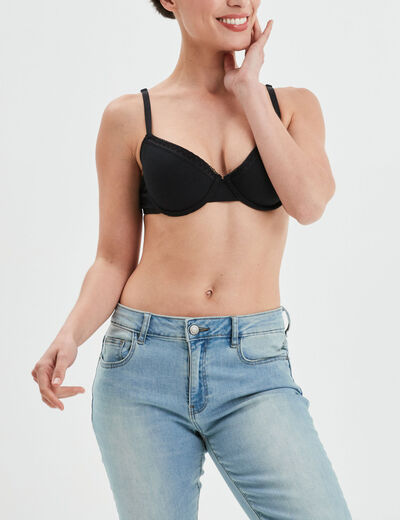 Soutien-gorge corbeille emboitant coton noir femme
