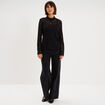 Blouse dentelle col montant noir femme