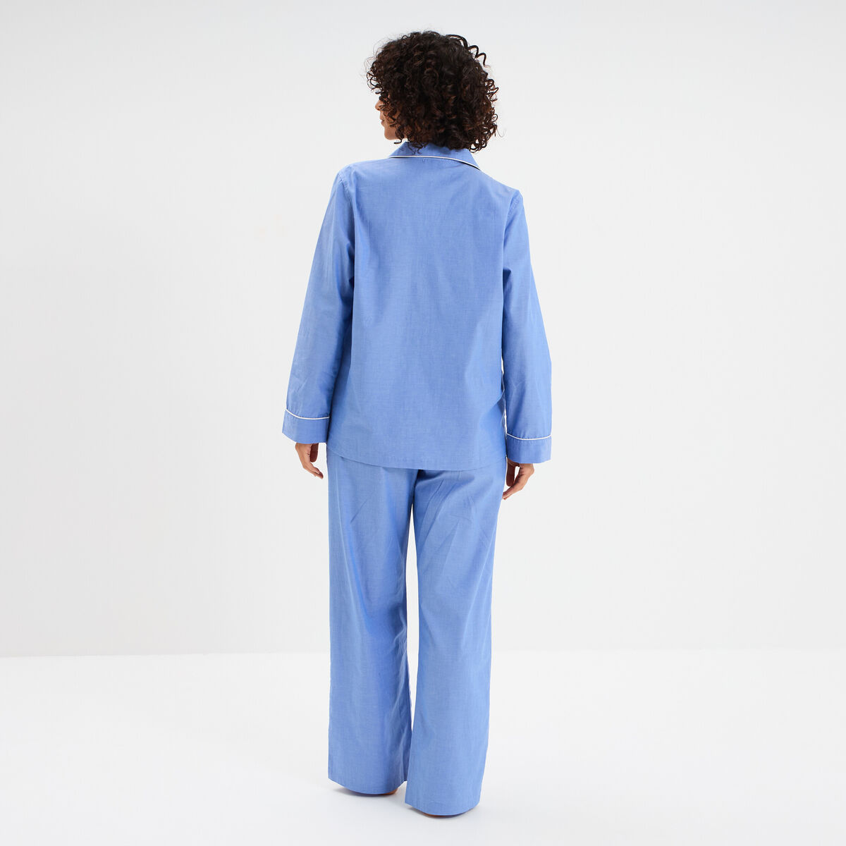 Ensemble pyjama 2 pi&egrave;ces coton bleu clair femme