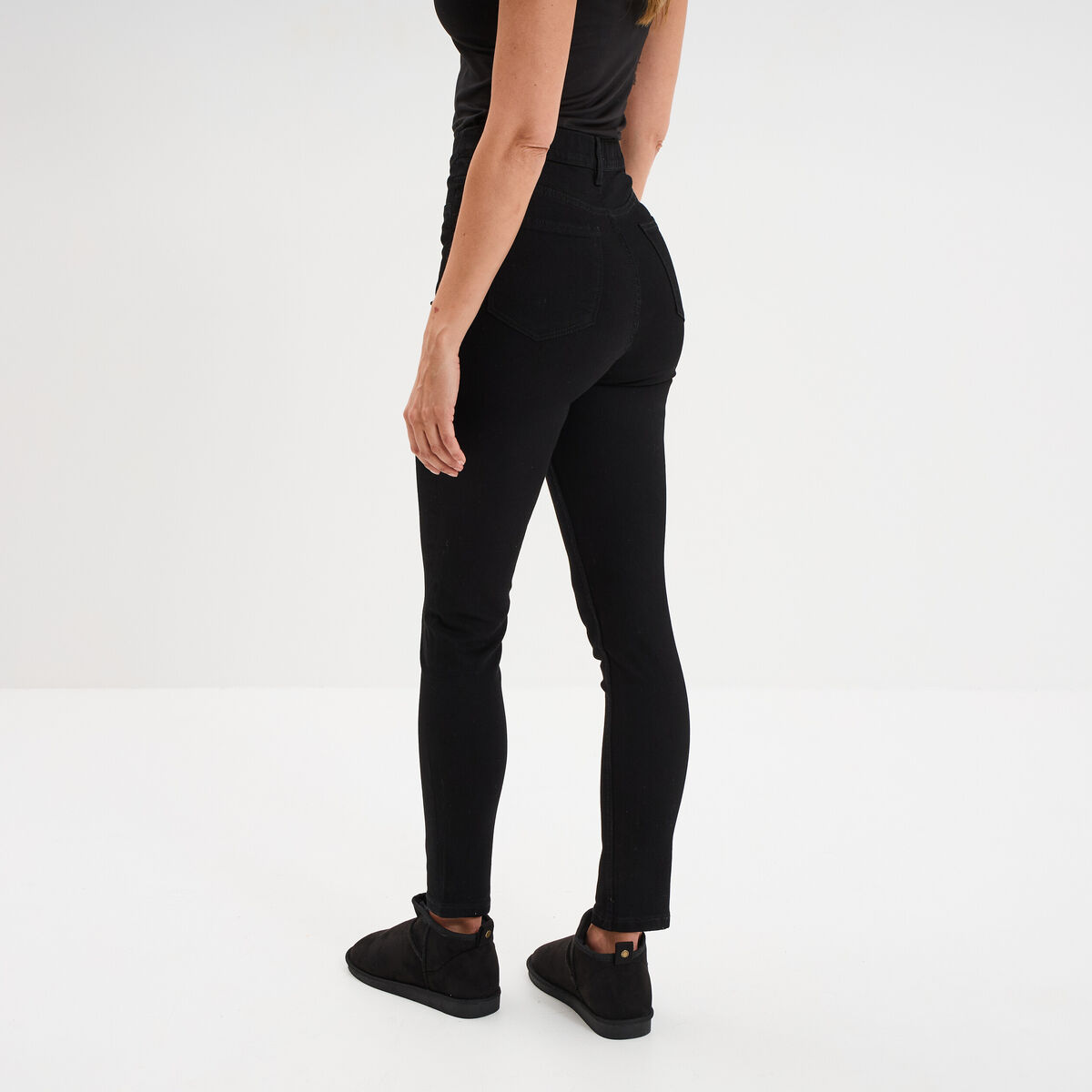 Jegging skinny taille haute denim noir femme