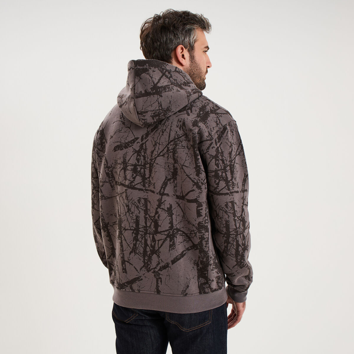 Sweat hoodie &agrave; capuche molleton taupe homme