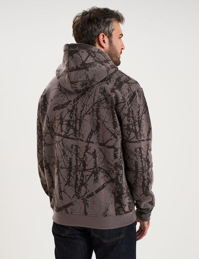 Sweat hoodie &agrave; capuche molleton taupe homme