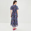 Robe longue évasée col cache-coeur noir femme