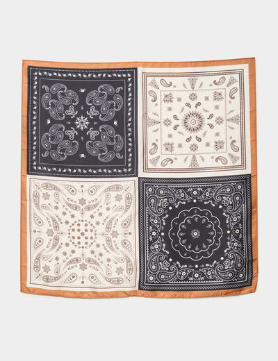 Foulard carr&eacute; satin&eacute; multicolore femme