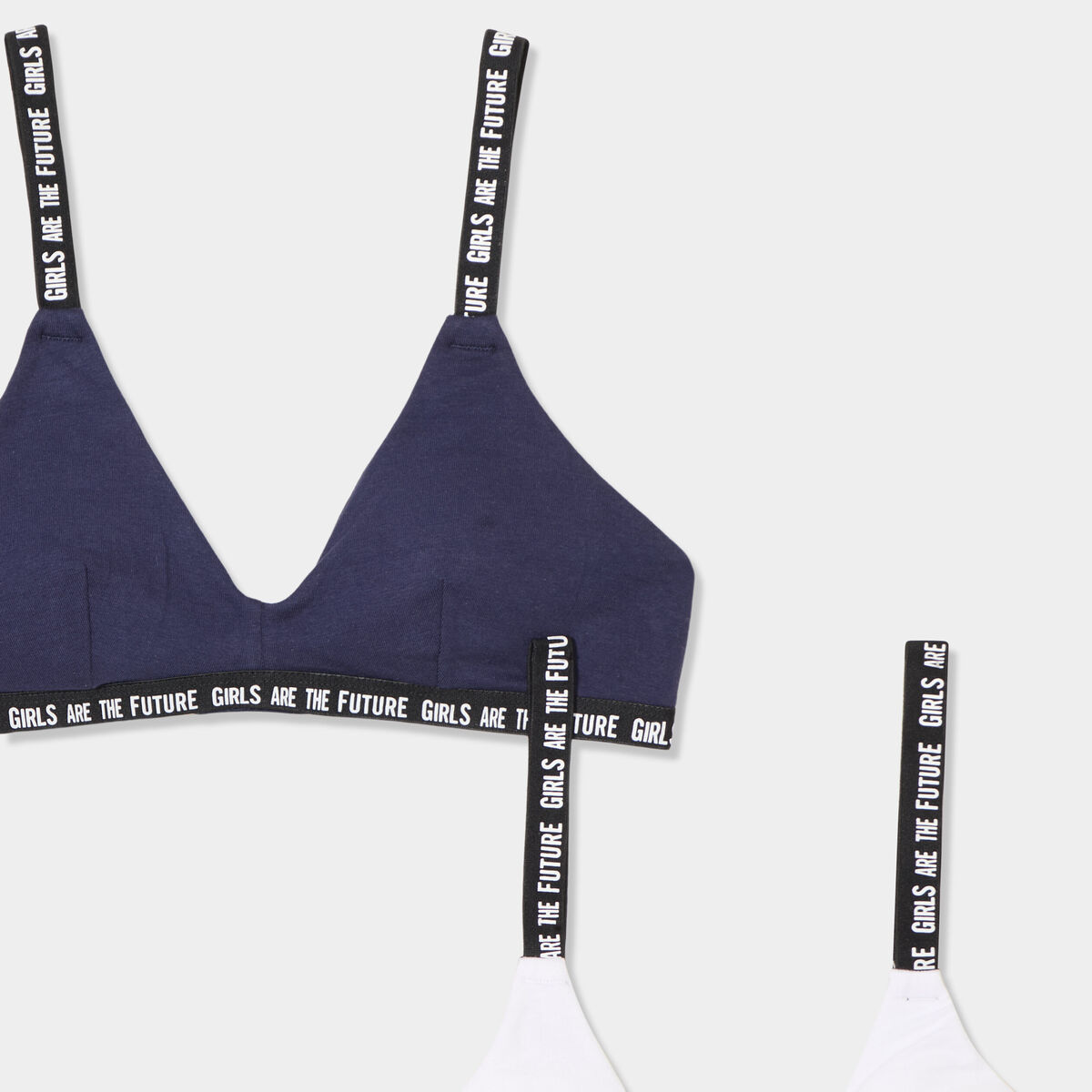 Lot 2 brassières forme triangle coton bleu marine fille