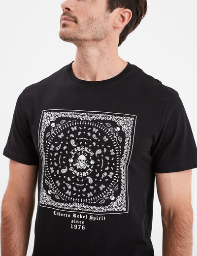 T-shirt manches courtes coton Liberto noir homme
