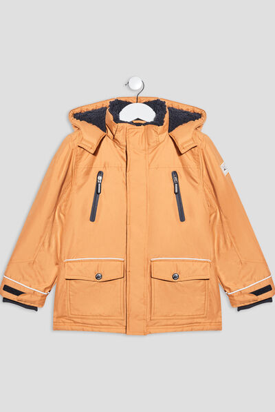 Parka droite à capuche jaune moutarde garçon