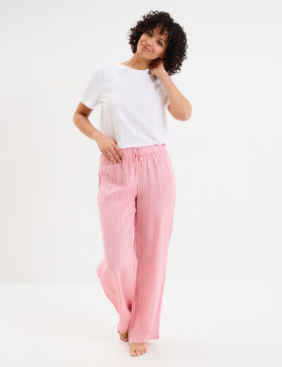 Pantalon de pyjama fluide rose femme