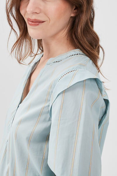 Blouse manches longues Creeks bleu turquoise femme