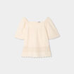 Blouse manches papillons gaze de coton creme femme